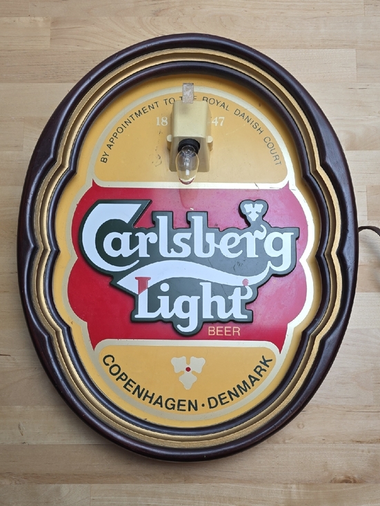 Vintage Carlsberg Light Beer Bar Tavern Lighted Sign Shadow Box 3D
